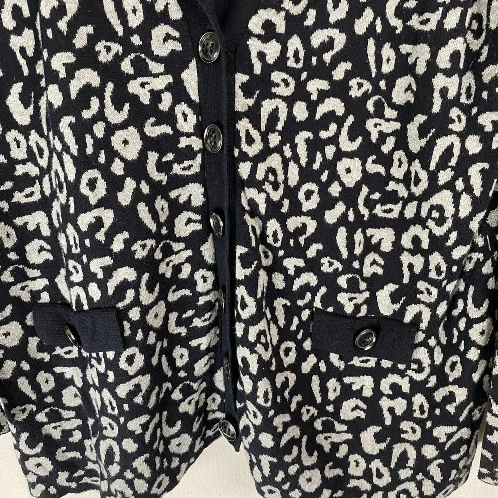Lane Bryant Cardigan Women’s 18/20 Black Gray Cotton Button Front Animal Print - Picture 5 of 9